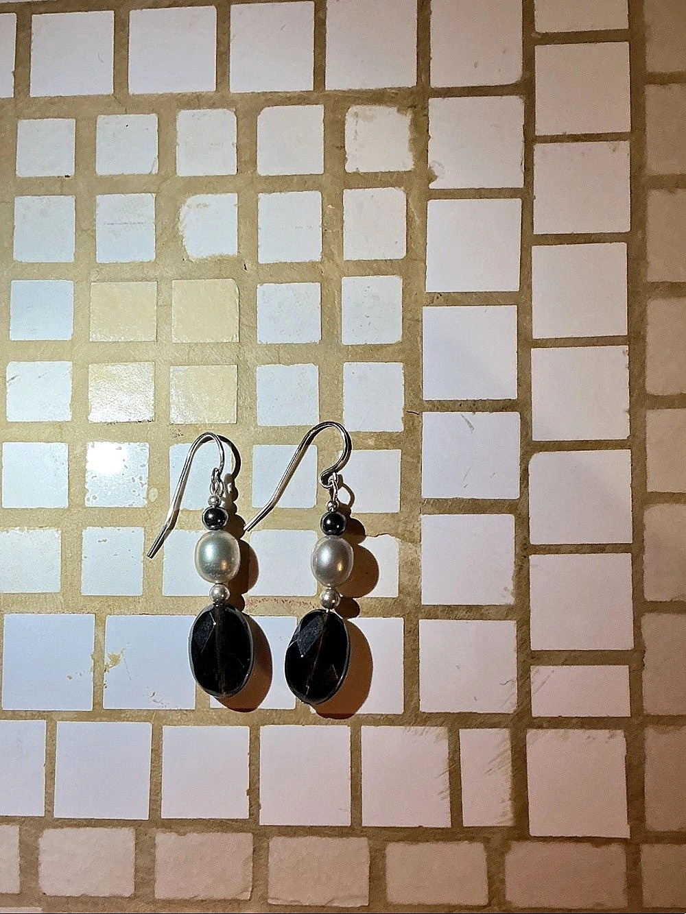 Dark Brown & Gray Dangle Earrings